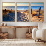31889-MGV-CV-36X24-Sandy Beach Pathway Wall Art – Coastal Dune Fence and Ocean View Canvas Print, Relaxing Seaside Landscape Decor for Living Room or