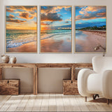 41572-MGV-CV-36X24-Sunset Beach Wall Art – Ocean Waves and Palm Trees Canvas Print, Tropical Coastal Sunset Seascape Decor for Living Room, Bedroom