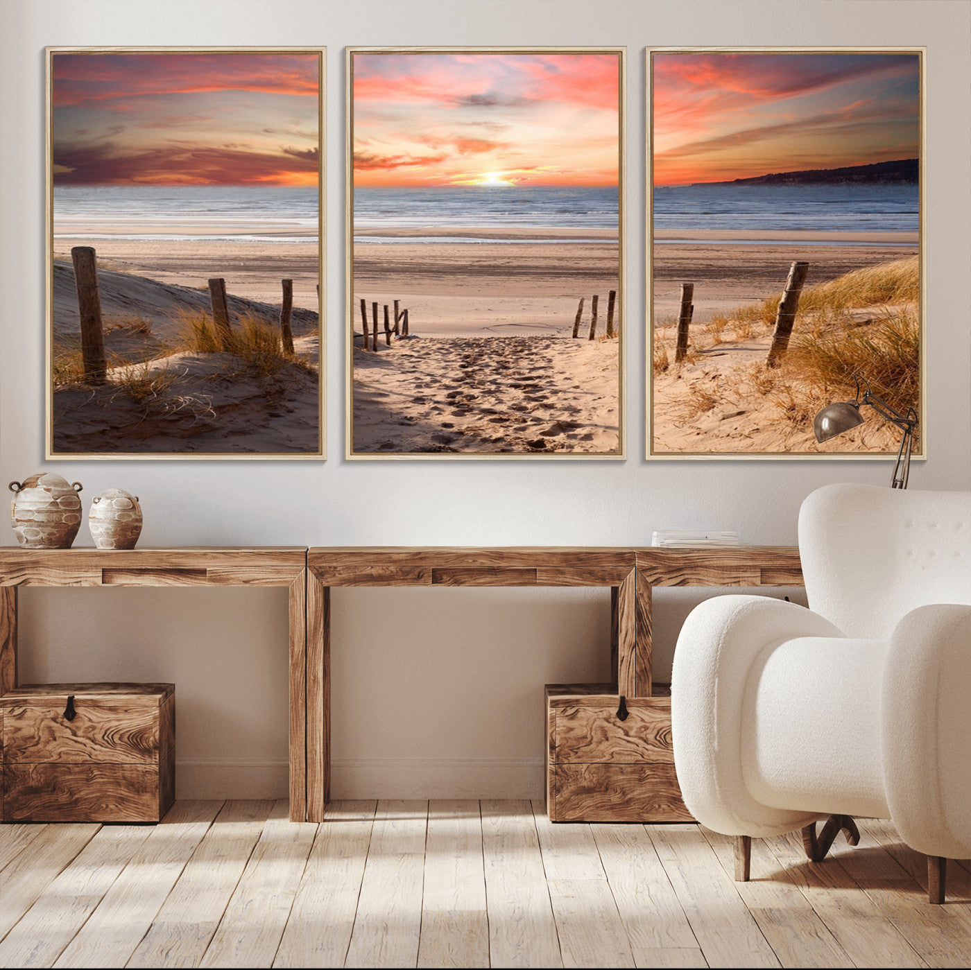 78111-MGV-CV-36X24-Sunset Pathway Wall Art – Panoramic Coastal Canvas Print, Tranquil Beach Decor for Living Room, Office or Bedroom