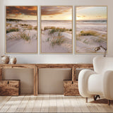 61246-MGV-CV-36X24-Coastal Sand Dunes Wall Art – Serene Beach Sunset Canvas Print with Grasses and Ocean View, Tranquil Seaside Decor for Living Room