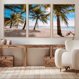 98175-MGV-CV-36X24-Tropical Palm Beach Wall Art – Relaxing Ocean Shore Canvas Print with Palm Trees, Coastal Summer Decor for Living Room, Bedroom or