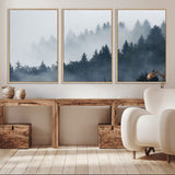 23671-MGV-CV-36X24-Misty Forest Wall Art – Serene Foggy Pine Trees Landscape Canvas Print, Tranquil Nature Decor for Living Room, Bedroom or Office