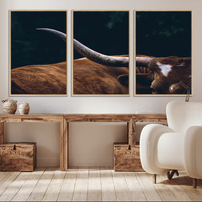 55197-MGV-CV-36X24-Texas Longhorn Wall Art – Rustic Western Bull Horn Canvas Print and Farmhouse Country Animal Decor for Living Room, Office or