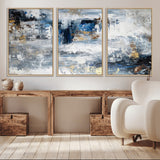 59716-MGV-CV-36X24-Abstract Blue and Gold Wall Art – Modern Textured Canvas Print, Contemporary Painting for Living Room, Bedroom, or Office Decor