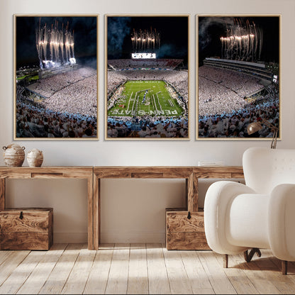 11391-MGV-CV-36X24-Penn State Stadium Wall Art – Panoramic White Out Football Game Canvas Print, College Sports Decor for Office, Man Cave, or Living