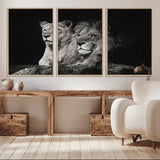 80013-MGV-CV-36X24-Lion and Lioness Wall Art – Black and White Wildlife Photography Canvas Print, African Safari Animal Decor for Office, Bedroom, or