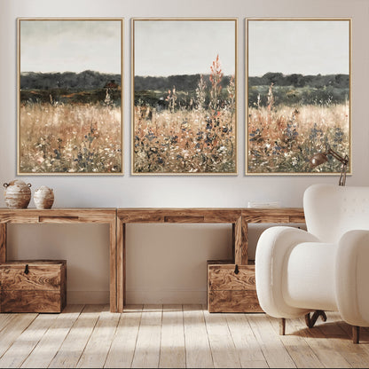 46308-MGV-CV-36X24-Wildflower Field Wall Art – Rustic Meadow Landscape Canvas Print, Country Nature Decor for Living Room, Bedroom or Farmhouse