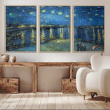 94605-MGV-CV-36X24-Starry Night Over the Rhone Wall Art – Vincent van Gogh Canvas Print, Famous Impressionist Painting for Living Room, Office