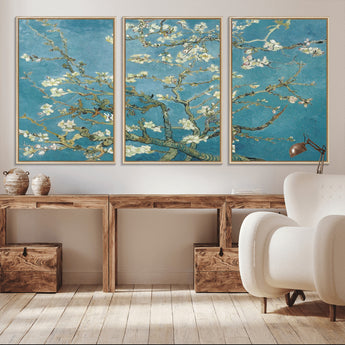 65607-MGV-CV-36X24-Almond Blossom Wall Art – Van Gogh Blue Floral Canvas Print, Elegant Impressionist Painting Decor for Living Room, Bedroom or