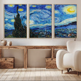 39177-MGV-CV-36X24-Starry Night Wall Art – Vincent van Gogh Famous Painting Canvas Print, Timeless Starry Sky Decor for Living Room, Bedroom or