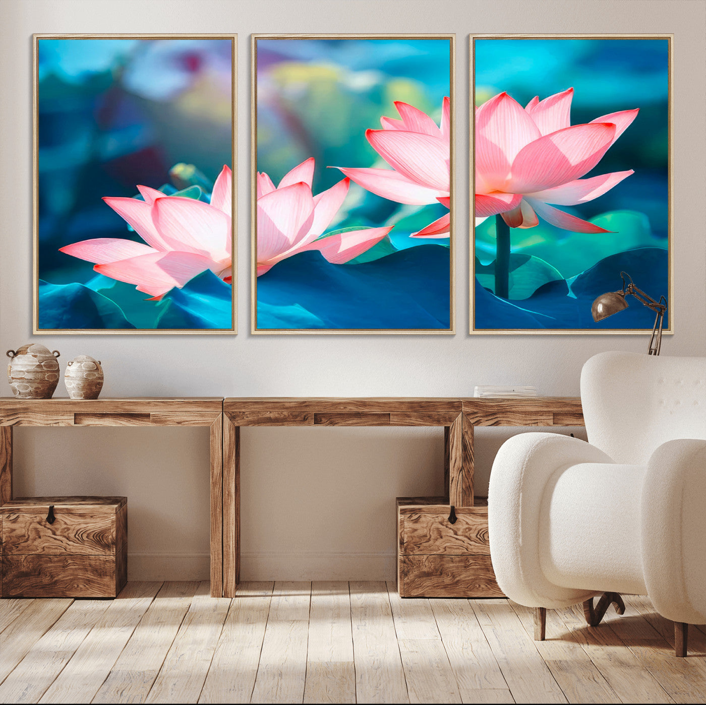 32559-MGV-CV-36X24-Lotus Flower Wall Art – Pink Water Lily Canvas Print, Tranquil Nature Decor for Living Room, Bedroom or Meditation Space