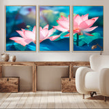 32559-MGV-CV-36X24-Lotus Flower Wall Art – Pink Water Lily Canvas Print, Tranquil Nature Decor for Living Room, Bedroom or Meditation Space