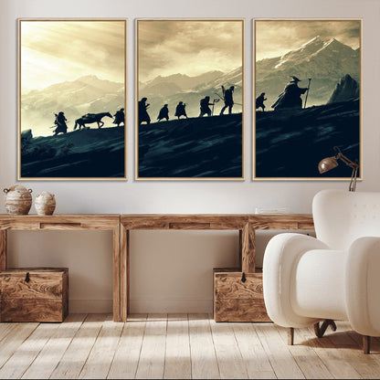 41574-MGV-CV-36X24-Fellowship Journey Wall Art – Epic Fantasy Adventure Canvas Print, Mountain Landscape Decor for Living Room, Office or Man Cave
