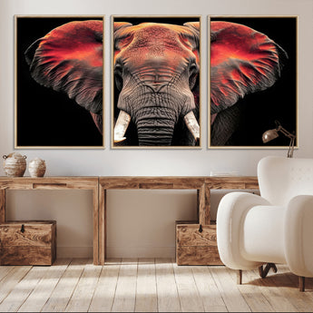 54719-MGV-FC-60X30-3P_Natural-Elephant Wall Art – Majestic African Elephant Canvas Print, Wildlife Safari Animal Decor for Living Room, Bedroom, Office or Man