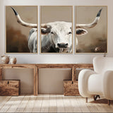 61423-MGV-CV-36X24-Longhorn Bull Wall Art – Rustic Western Texas Steer Canvas Print, Cowboy Farmhouse Decor for Living Room, Bedroom, Office or Ranch