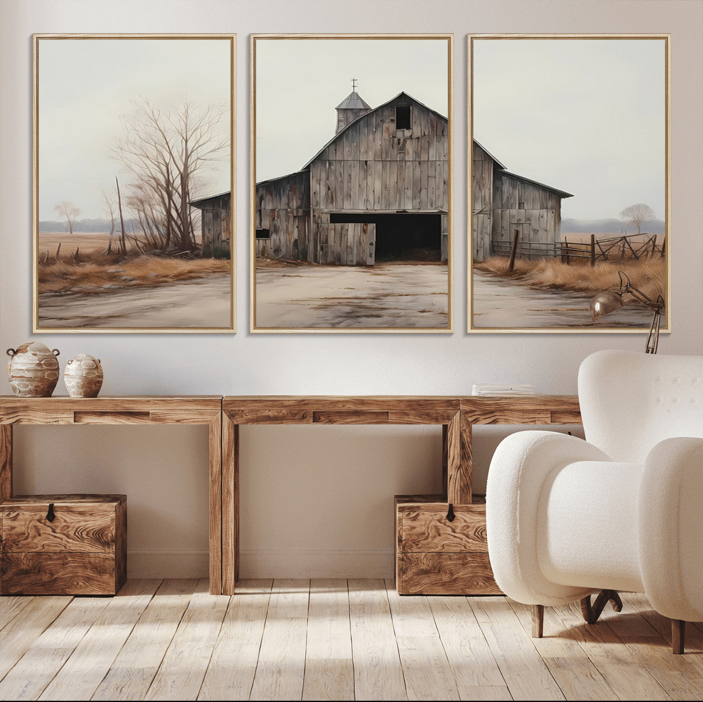 11602-MGV-CV-36X24-Old Barn Wall Art Canvas Print, Framed Rustic Barn Art Picture Print, Old Farmhouse Perfect Rustic Farmhouse Decor Artwork