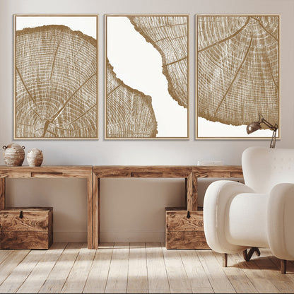 99692-MGV-CV-36X24-Tree Ring Linocut Wall Art Canvas Print, Framed Wood Cut Art Picture Print, Tree Rings Perfect Minimalist Rustic Decor Artwork