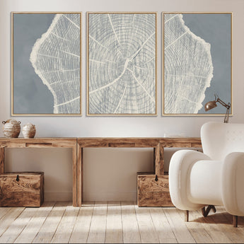 25547-MGV-CV-36X24-Tree Ring Wall Art Canvas Print, Framed Linocut Tree Ring Art Picture Print, Wood Texture Perfect Minimalist Farmhouse Decor