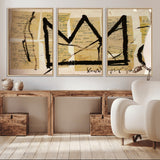 37215-MGV-CV-36X24-Abstract Crown Wall Art – Urban Graffiti Style Canvas Print Modern Street Art Design, Bold Contemporary Decor for Living Room,
