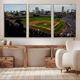 34859-MGV-CV-36X24-Wrigley Field Wall Art Canvas Print, Framed Chicago Cubs Stadium Art Picture Print, Wrigley Stadium Field Perfect Sport Room Decor