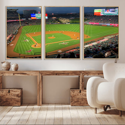 93707-MGV-CV-36X24-Los Angeles Stadium Wall Art Canvas Print, Framed Angel Stadium Field Art Picture Print, Anaheim Stadium Perfect Sports Room Decor
