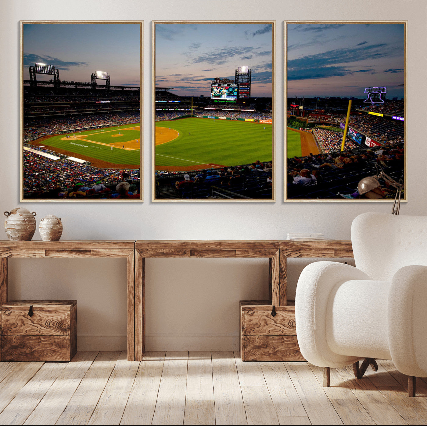 17415-MGV-CV-36X24-Philadelphia Phillies Stadium Wall Art Canvas Print, Framed Citizens Bank Park Art Picture Print, Phillies Stadium Field Perfect
