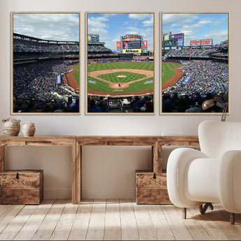22910-MGV-CV-36X24-City Field Stadium Wall Art Canvas Print, Framed New York Stadium Art Picture Print, City Field Perfect Sport Room Decor Artwork