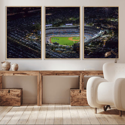 16515-MGV-CV-36X24-Dodgers Stadium Wall Art Canvas Print, Framed Baseball Stadium Art Picture Print, Dodgers Field Perfect Sport Room Decor Artwork