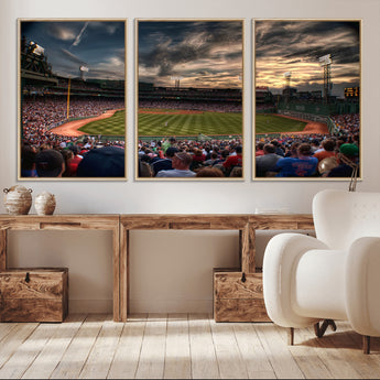 53432-MGV-CV-36X24-Fenway Park Stadium Wall Art Canvas Print, Framed Boston Baseball Stadium Art Picture Print, Massachusetts Fenway Park Perfect