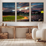 66781-MGV-CV-36X24-Baseball Stadium Wall Art – Canvas Print Evening Game Field Packed Crowd Sunset Sky Sports Photography, Dynamic Decor for Game