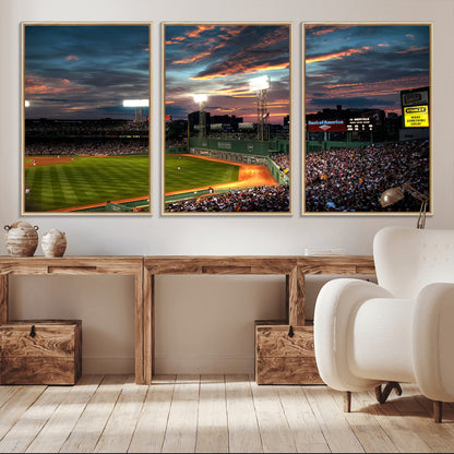 66781-MGV-CV-36X24-Baseball Stadium Wall Art – Canvas Print Evening Game Field Packed Crowd Sunset Sky Sports Photography, Dynamic Decor for Game