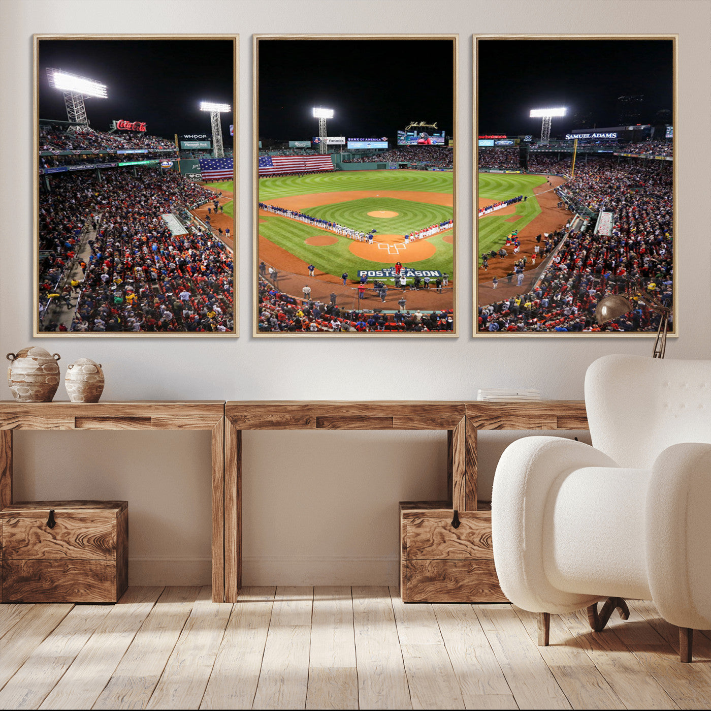 47365-MGV-CV-36X24-Fenway Park Stadium Wall Art Canvas Print, Framed Boston Baseball Stadium Art Picture Print, MLB Stadium Field Perfect Sport Room