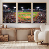 47365-MGV-CV-36X24-Fenway Park Stadium Wall Art Canvas Print, Framed Boston Baseball Stadium Art Picture Print, MLB Stadium Field Perfect Sport Room