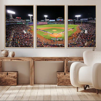 47365-MGV-CV-36X24-Fenway Park Stadium Wall Art Canvas Print, Framed Boston Baseball Stadium Art Picture Print, MLB Stadium Field Perfect Sport Room