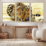 45281-MGV-CV-36X24-Blue Eye Leopard Wall Art Canvas Print, Framed Leopard Painting Art Picture Print, Big Cat Perfect Safari Wildlife Decor Artwork