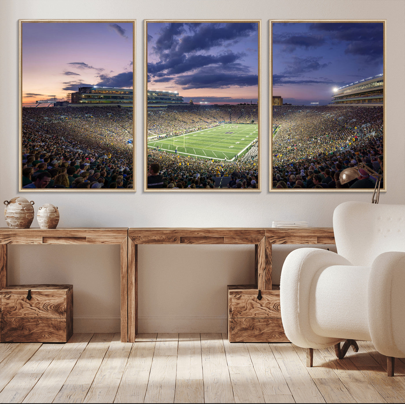 50825-MGV-CV-36X24-Notre Dame Stadium Wall Art Canvas Print, Framed Indiana Stadium Art Picture Print, Football Stadium Perfect Sports Room Decor