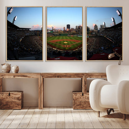 67670-MGV-CV-36X24-PNC Park Stadium Wall Art Canvas Print, Framed Pittsburgh Pirates Stadium Art Picture Print, PNC Park Field Perfect Sport Room