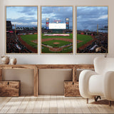 44631-MGV-FC-60X30-3P_Natural-Oracle Park Stadium Wall Art Canvas Print, Framed San Francisco Giants Art Picture Print, Giants Stadium Field Perfect Sports Room