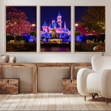 79435-MGV-CV-36X24-Disney Castle Wall Art Canvas Print, Framed Magic Kingdom Art Picture Print, Disney World Perfect Child Room Decor Artwork