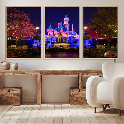 79435-MGV-CV-36X24-Disney Castle Wall Art Canvas Print, Framed Magic Kingdom Art Picture Print, Disney World Perfect Child Room Decor Artwork