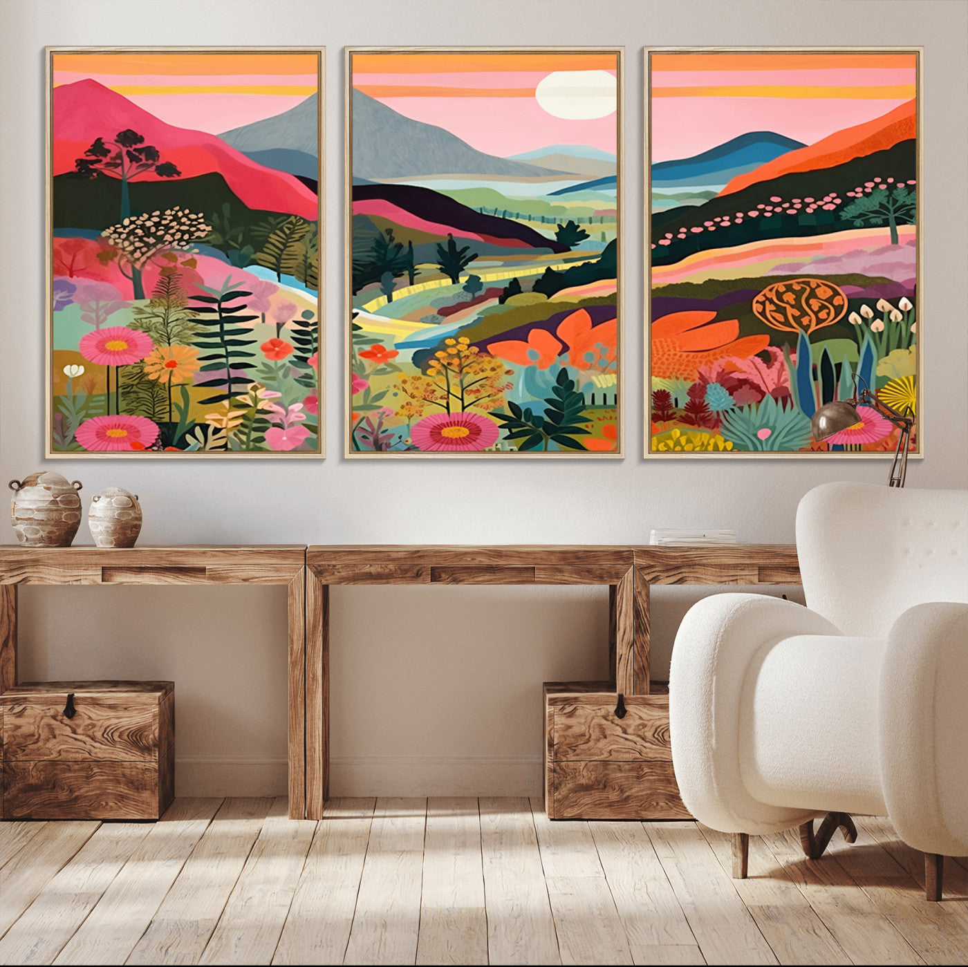 61376-MGV-CV-36X24-Floral Valley Wall Art – Panoramic Mountain Landscape Canvas Print, Vibrant Nature Decor for Living Room, Office, or Bedroom