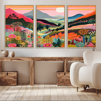 61376-MGV-CV-36X24-Floral Valley Wall Art – Panoramic Mountain Landscape Canvas Print, Vibrant Nature Decor for Living Room, Office, or Bedroom