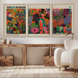 40791-MGV-CV-36X24-Kusama Inspired Wall Art – Vibrant Abstract Floral Jungle Canvas Print, Bold Pop Art Botanical Decor for Living Room, Bedroom, or