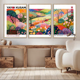 75201-MGV-CV-36X24-Yayoi Kusama Floral Wall Art – Vibrant Abstract Landscape Canvas Print, Modern Pop Art Poster for Living Room, Bedroom, or Gallery
