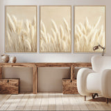 81444-MGV-CV-36X24-Pampas Grass Wall Art Canvas Print, Framed Beige Pampas Grass Art Picture Print, Minimalist Beige Perfect Minimalist Nature Decor