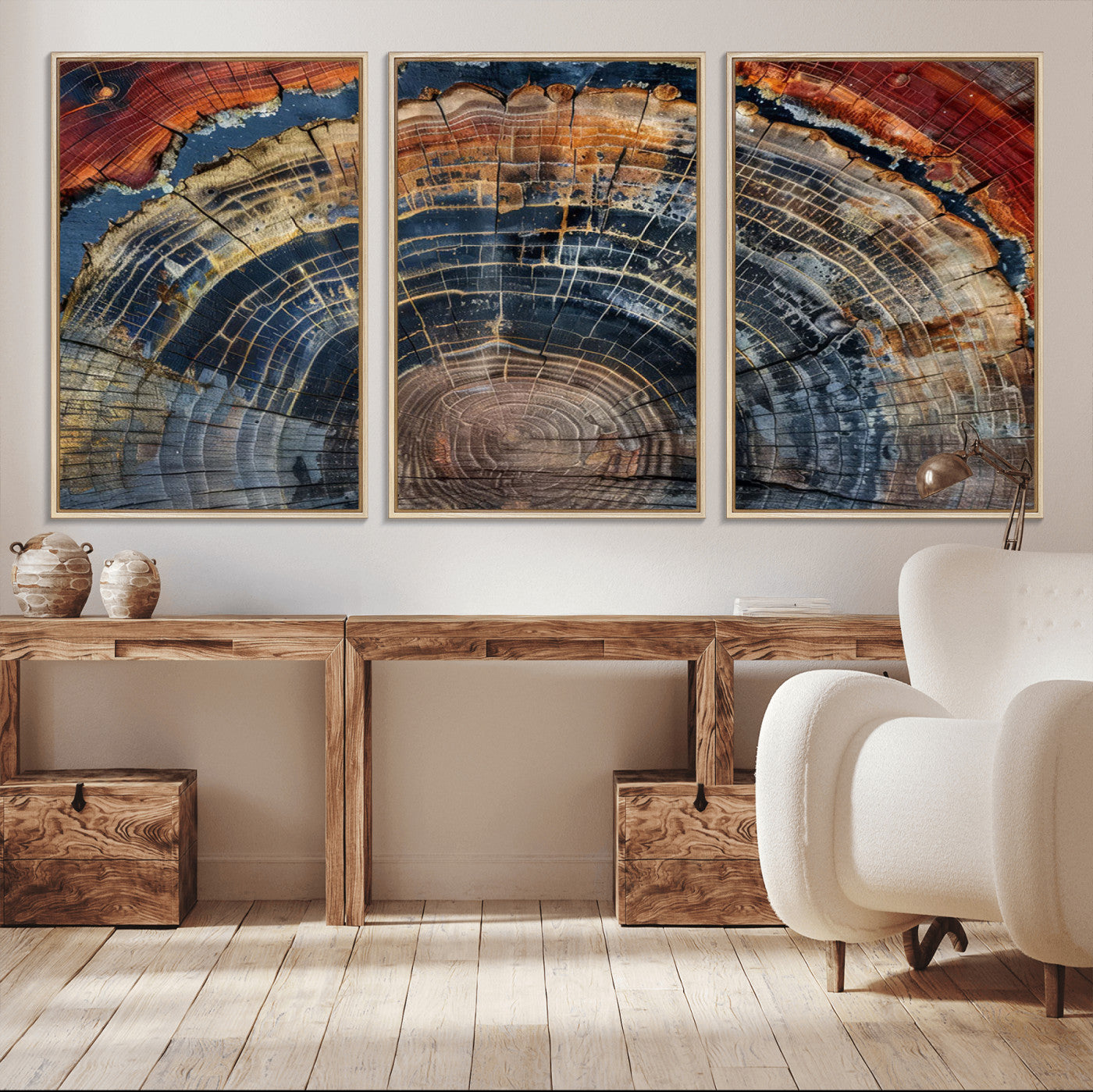 63519-MGV-CV-36X24-Tree Ring Wall Art – Rustic Nature Wood Grain Canvas Print, Abstract Natural Texture Artwork Poster for Living Room, Bedroom,