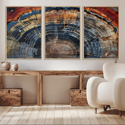 63519-MGV-CV-36X24-Tree Ring Wall Art – Rustic Nature Wood Grain Canvas Print, Abstract Natural Texture Artwork Poster for Living Room, Bedroom,