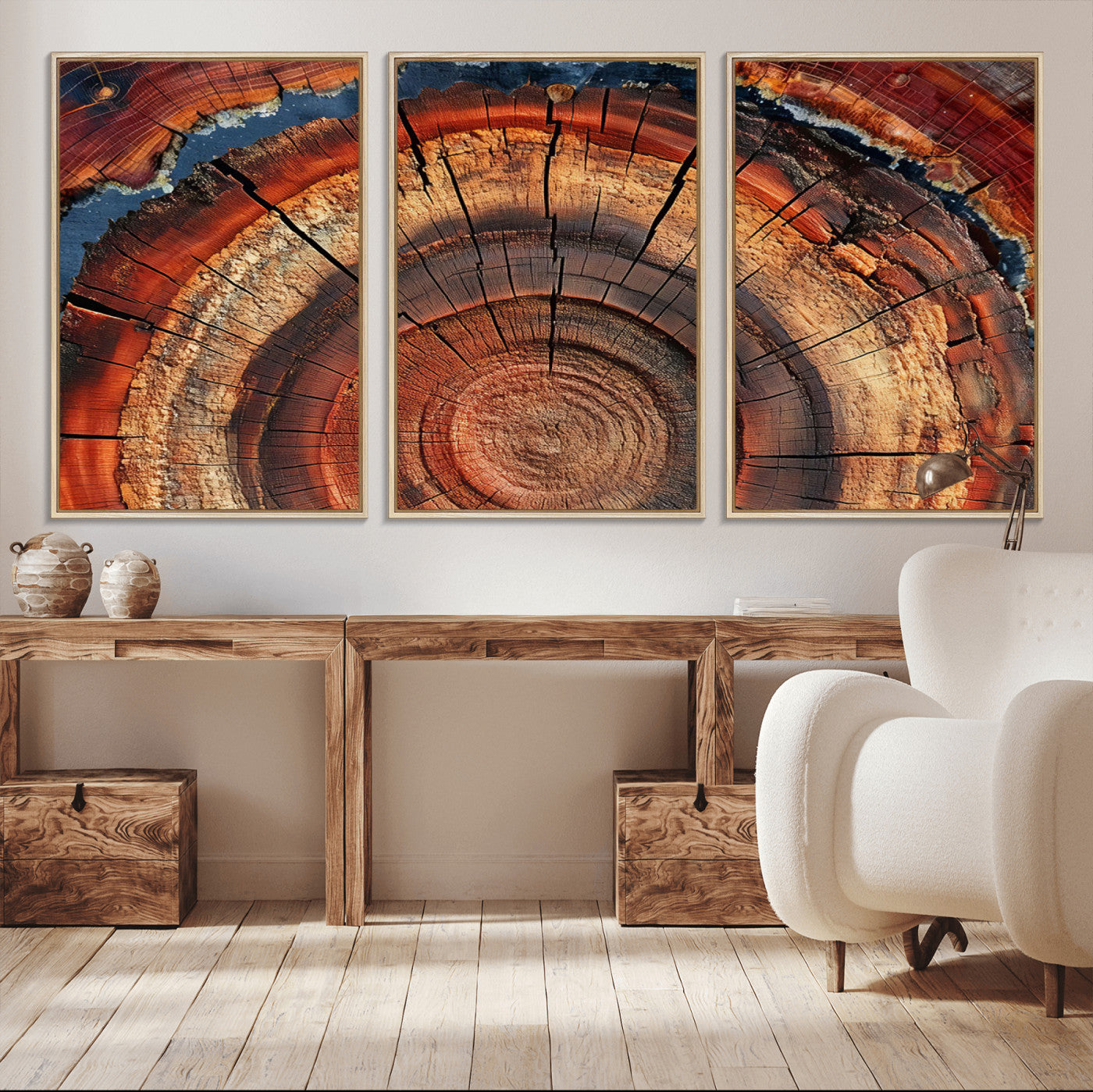28555-MGV-CV-36X24-Tree Ring Wall Art – Rustic Wood Grain Canvas Print, Natural Texture Abstract Artwork Poster for Living Room, Bedroom, Office,