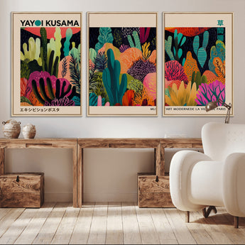 45711-MGV-CV-36X24-Yayoi Kusama Wall Art Canvas Print, Framed Abstract Yayoi Kusama Art Picture Print, Japanese Wabi Sabi Perfect Modern Abstract