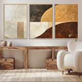 15030-MGV-FC-60X30-3P_Natural-Wabi Sabi Wall Art Canvas Print, Framed Modern Abstract Art Picture Print, Minimalist Zen Perfect Minimalist Modern Decor Artwork